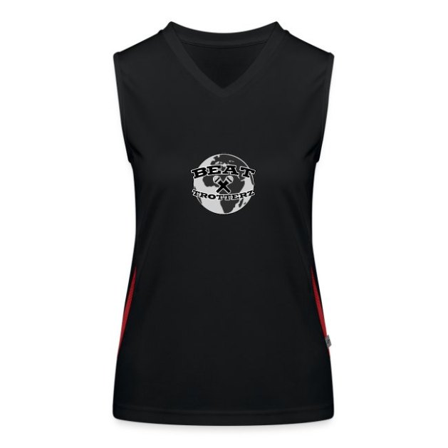 Women s contrasting breathable tank top Anthem Logo, black / red, front